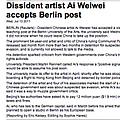 Dissident artist Ai Weiwei accepts Berlin post