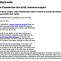 John Chamberlain dies at 84; American sculptor