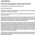 Think Tank; Rescuing Beauty, Then Bowing to Her Po...
